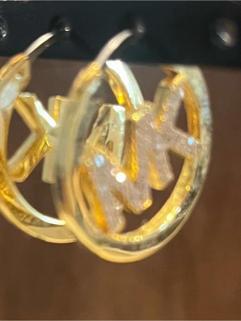Michael Kors Gold Hoop Earrings with Crystal MK Initials